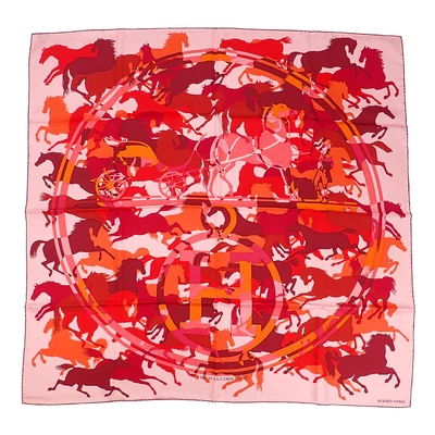$653 • Buy HERMES Scarf Carres90 EX LIBRIS EN CAMOUFLAGE Horse Silk Pink Unused