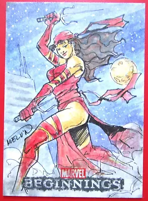 Marvel Beginnings Series 3 ELEKTRA COLOR SKETCH CARD Melvin Serrano UDE 2012 • $79.95