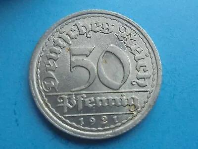 Germany 50 Pfennig 1921 J Aluminium Great Condition. • £4