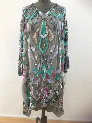 $350 • Buy ASOS Curve Queen Plus Size Holographic Heavily Beaded Sequin Dress US 24 UK 28