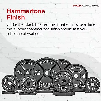 Cast Iron Olympic Weight Plates 2.5LB–45LB 2-inch Hole & Anti-Rust Hammertone • $162.99