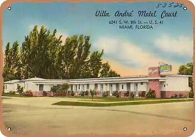 Metal Sign - Florida Postcard - Villa Andre Motel Court 6241 S.W. 8th St.- U.S • $18.66