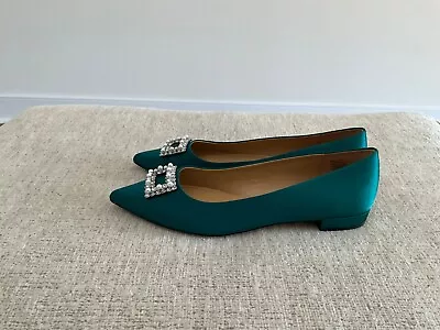 J. Crew Green Crystal Embellished Pointed-toe Flats Size 12 BRAND NEW • $13.20