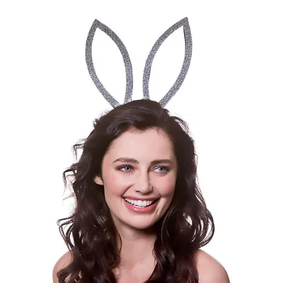 BUNNY Ears Diamonte Easter Rabbit Sparkling Headband Fancy Dress Hen Party • £6.95