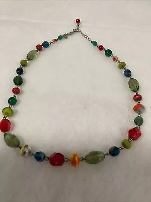 Colourful Bead Necklace . Rainbow Necklace Hippy Festival Jewels  • £2.99