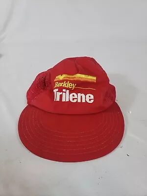 Vintage Berkley Trilene Snapback Mesh Trucker Hat Cap Red Made In USA Fishing • $9.99
