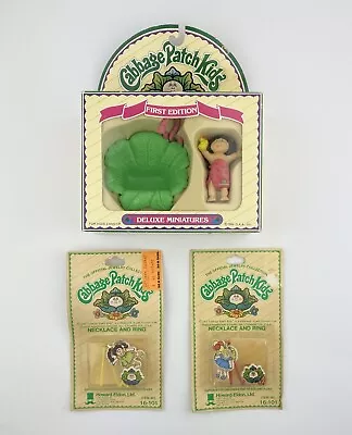 Vintage 1984 Cabbage Patch Deluxe Miniatures First Edition + 2 Necklace & Ring • $42.14