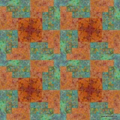 16 Block MODIFIED Batik Log Cabin Quilt Kit  SUNRISE 2019 New By Eyecandyfabrics • $29.99