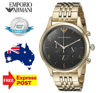 Emporio Armani Ar1893 Gold/black Mens Gold Pvd Plated Watch - New With Tags • $249.99