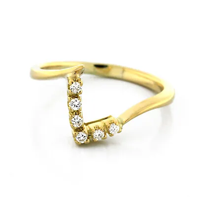 Vintage Diamond V Shaped Ring 14K Yellow Gold 0.15 CTW Round Dia Ladies Size 7 • $259.99