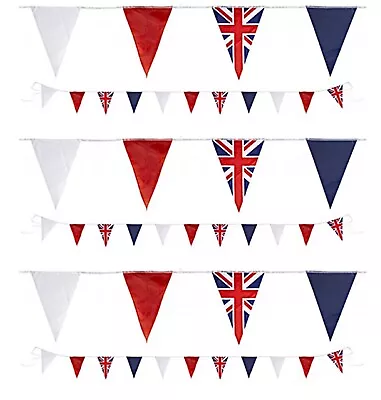 20FT Bunting Union Jack Red White Blue Triangle Garden Party Indoor/Outdoor Flag • £4.29