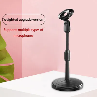 Desktop Microphone Stand Upgraded Adjustable Table Mic Stand With Mic Clip • £11.38