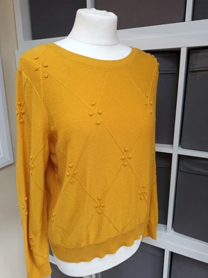 $6.74 • Buy TU - Ladies Size 16 Autumn Winter Long Sleeved Thin Mustard Jumper With Pom Poms