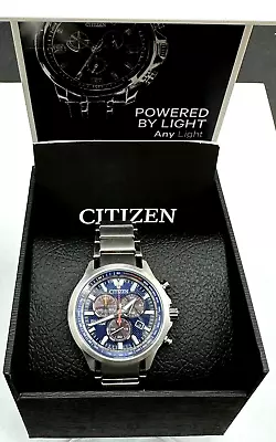 Citizen Eco-Drive AT2471-58L Blue Dial Chronograph Titanium Men's Watch WARRANTY • $185