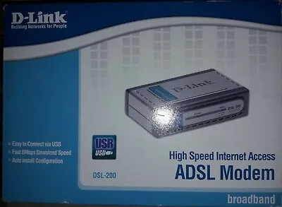 Modem ADSL D-Link USB DSL-200 Nuoivo IN Box Original • $12.89