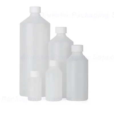 £6.35 • Buy Plastic Bottles Natural HDPE With Screw Top Lid 50ml 100ml 250ml 500ml 1000ml