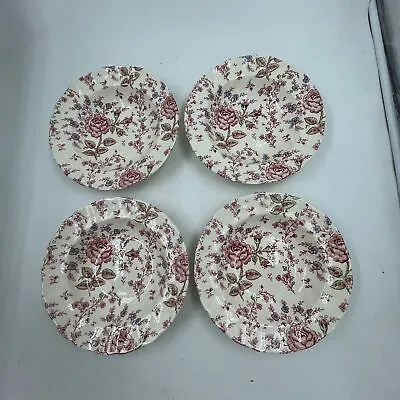 Johnson Brothers Pink Rose Chintz 8.5  Soup / Cereal Bowls - England Lot Of 4 • $39.98