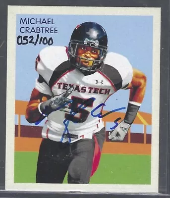 Michael Crabtree 2009 Upper Deck Philadelphia Football Mini Auto Rc #d 052/100 • $44.99