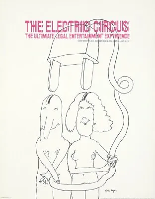 Original Vintage Poster Tomi Ungerer Electric Circus  Nightclub 1960s Head Plug • $90