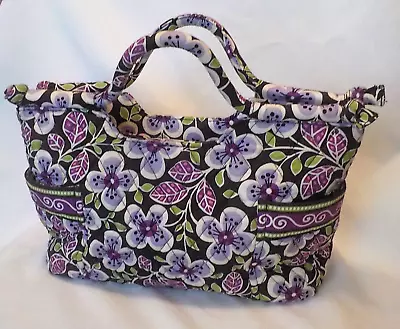 Vera Bradley PLUM PETALS Pansies Gabby Quilted Purse Tote Bag Double Handles • $34.99