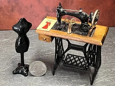 Dollhouse Miniature Vintage Estate Sewing Machine Set 1:12 Inch Scale D121 • $24.99