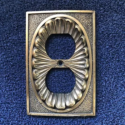 Vtg Outlet Plate Cover American Tack & Hardware 1974 Art Deco Brass Duplex • $22