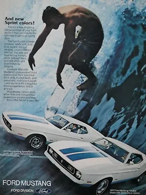 1972 Mustang Sprint Fastback & HT Vintage Surfing Original Print Ad-8.5 X 11  • £5.73