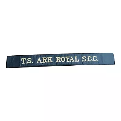 T.S. Training Ship Ark Royal S.C.C. Sea Cadet Corps Full Length Navy Cap Tally • £6.99