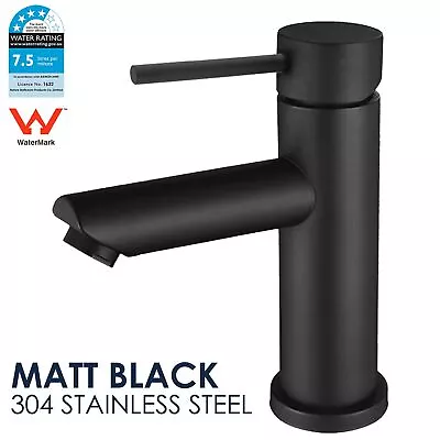 Round Matt Black Tall Basin Mixer Bathroom Sink Tap Spout Vanity Faucet WELS • $67