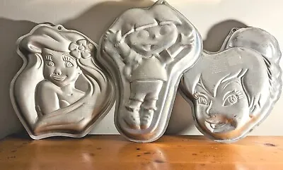 3 Wilton Cake Pans Lot Tinker Bell Dora The Explorer Little Mermaid • $15