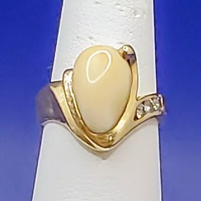 Custom Elk Ivory Ring 14kt Yellow Gold With 2mm Diamond Accents • $900