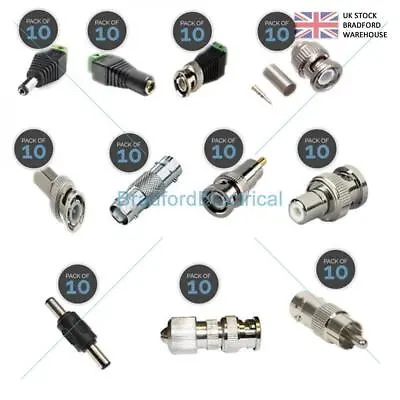 £3.96 • Buy 10 Pack Cat5 To Coaxial Camera Cctv Tv Video Balun Bnc Cable Connector Adapter