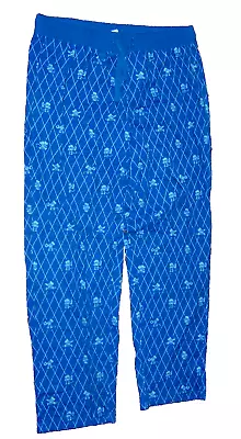DISNEY STORE L Pajama PJ Pants Blue Mens MICKEY Mouse Many Poses Blue LG Large • $14