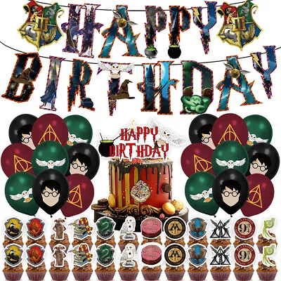 Harry Potter Theme Backdrop Banner Balloons Set Kids Birthday Party Decorations • $12.85