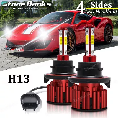 Pair H13 9008 LED Headlight Bulbs Bright White 6000K Hi/Low Beam Conversion Kit • $10.99