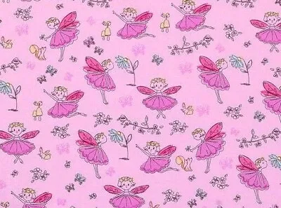 Fat Quarter Fabric  Fairy Princess Flowers Forest Fairies Ballerina Dance Cotton • $2.99