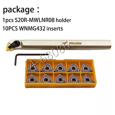 Internal Boring Bar Turn Tool Holder 3/4  MWLNR08+ WNMG432-MA WNMG080408 Insert  • $22.90