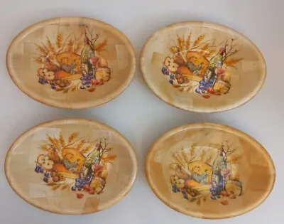 Vtg Bamboo Woven Pomerantz Bowls (4) Cheese/Fruit/Nuts/ Wine Image • $12.50