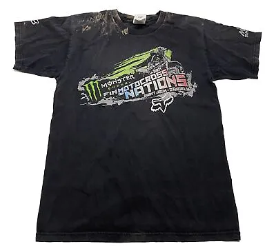 VTG Y2K Monster Energy Fox Racing Black Shirt Size Small Grunge Y9 • $28