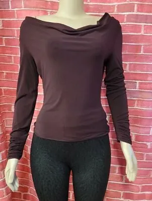 Zao Burgundy Cowl Neck Sleeveless Jersey Fitted Women's Top Blouse Size M #C4 • $49.10