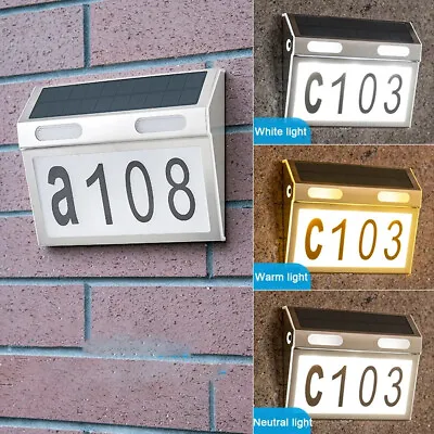 £21.47 • Buy LED Solar House Number Light Address Sign Illuminate For Home Garden Door Plate