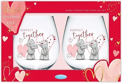 £15.99 • Buy Me To You Perfect Together Set Of 2 Stemless Wine Glass Gift Set Tatty Teddy 