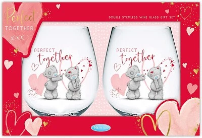 £15.99 • Buy Me To You Perfect Together Set Of 2 Stemless Wine Glass Gift Set Tatty Teddy 