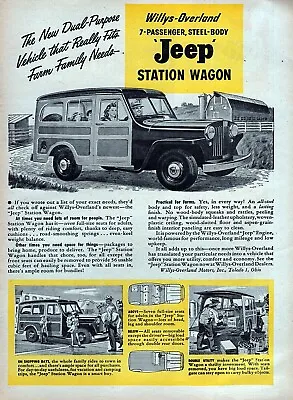 $15.49 • Buy 1946 Willys-Overland Jeep Station Wagon Original Print Ad