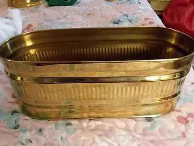 Vintage Brass Oval Planter Window Box Sill Container India 10x4 BOHO • $16.99