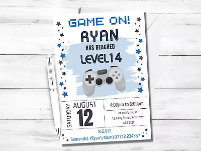 Video Game PERSONALISED Invitations - Boys Gamer Gaming Birthday Party Invites • £6.45