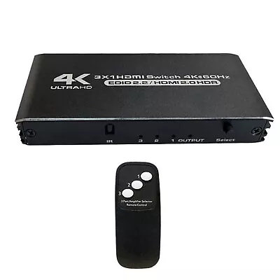 New 3 Port 4K HDMI Switcher 3 In 1 Out HDMI With IR Remote 3X1 HDMI Switch • $15.99