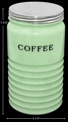 Jeannette Jadite  Horizontal Rib Coffee Canister - GREAT CONDITION • $312.99
