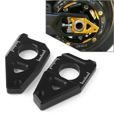 Axle Spindle Chain Adjuster Blocks For Yamaha YZF R1 FZ8 FZ1 TMAX 530 Black • £20.08