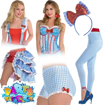 £14.49 • Buy Ladies Dorothy Blue Gingham Leggings Corset Shorts Adults Fancy Dress Costume
